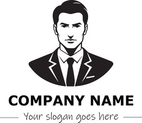 a man silhouette black and white for logo company vector image