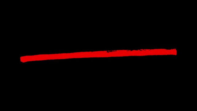 Red brush stroke underline highlight line animation with alpha channel, scribble doodle transparent background video