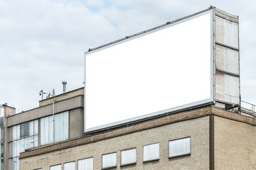 High Resolution Picture of Billboard on Building with White Background Mock Up