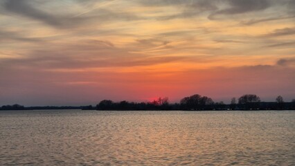 sunset over the river