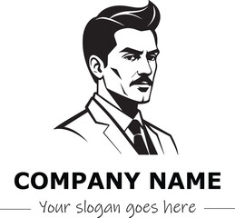 a man silhouette black and white for logo company vector image