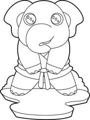 Elephant Martial arts Karate Animal Vector Graphic Art Illustration