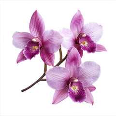 Obraz premium Pink orchids on white background, showcasing delicate petals