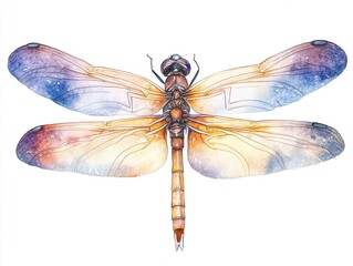 Stunning watercolor illustration of a dragonfly showcasing iridescent wings and delicate features in vibrant colors