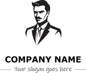 a man silhouette black and white for logo company vector image