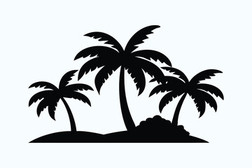 Fototapeta premium Palm Tree Silhouette Clipart - Tropical Island Vector Graphic