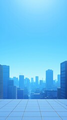 Obraz premium Rooftop View Over Cityscape Under Clear Blue Sky