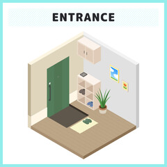 アイソメトリックな家の玄関イラスト素材