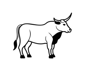 A line drawing black and white ink sketch of a cow
