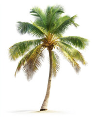 Obraz premium lush palm tree stands isolated on white background