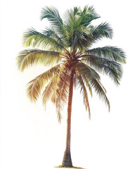 Fototapeta premium tall palm tree stands isolated against white background
