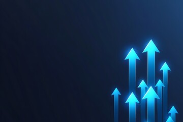 Glowing blue arrows pointing upwards against a dark background