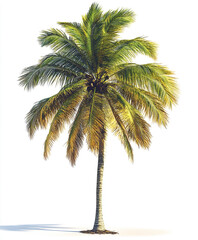 Palm tree isolated on white background, vibrant and lush