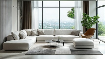 Luxury Living Room. Elegant Interior with Sophisticated Decor, Stylish Furniture, and Warm Ambiance. Interior Design and Real Estate Concept with Copy Space. Real Estate and Home Decor Concept.