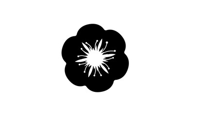 flower symbol, black isolated silhouette