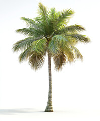 Fototapeta premium tall palm tree stands isolated on white background