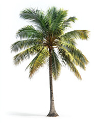 Tall palm tree isolated on white background