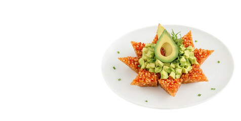 Spicy Tuna Tartare - Fresh tuna finely chopped and mixed with a zesty combination of soy sauce, sesame oil, avocado,