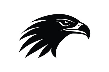 A black and white silhouette vector art of an eagle?s head in profile.eps