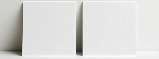 Two identical white boxes resting on a smooth white surface creating a harmonious and minimalist visual appeal