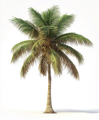Obraz premium tall palm tree stands isolated on white background