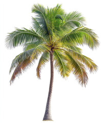 Palm tree isolated on white background, vibrant green leaves
