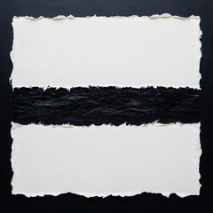 A piece of textured white paper with torn edges displaying a unique horizontal tear against a plain background