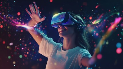 Futuristic Virtual Reality User in Digital Cyberspace