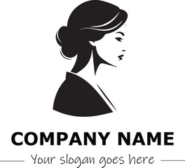 a woman silhouette black and white for logo company vector image