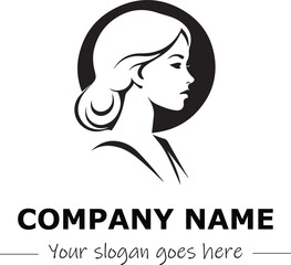 a woman silhouette black and white for logo company vector image