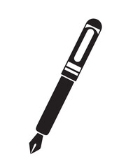 Black and White Fountain Pen Icon  Writing and Calligraphy Symbol