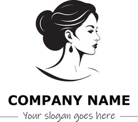 a woman silhouette black and white for logo company vector image