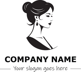 a woman silhouette black and white for logo company vector image
