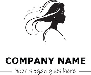 a woman silhouette black and white for logo company vector image