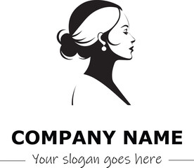 a woman silhouette black and white for logo company vector image