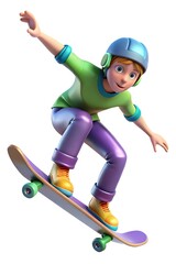 Obraz premium 3D Illustration of a Skateboarder in Mid-Air Spin – Extreme Sports Action