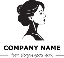 a woman silhouette black and white for logo company vector image