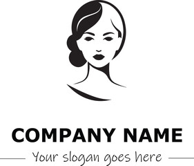 a woman silhouette black and white for logo company vector image