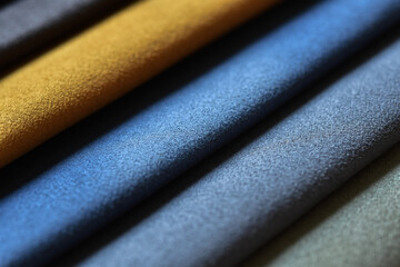 Close-up View, Sample of colored fabrics used in industrial applications.