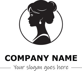 a woman silhouette black and white for logo company vector image