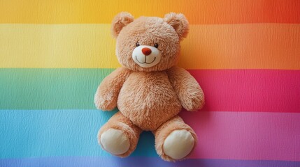 Fototapeta premium bear doll isolated on rainbow background