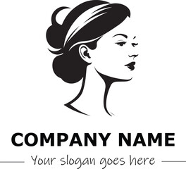 a woman silhouette black and white for logo company vector image