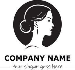 a woman silhouette black and white for logo company vector image