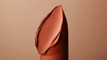 A close-up of a beautifully textured nude lipstick, evoking elegance and warmth.