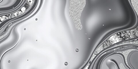 Elegant Silver Liquid Marble Texture Background