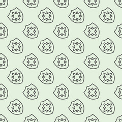 Star on safety emblem line seamless pattern, marine navigation theme. Vector graphics. Sea sky star shield sign with background, repeat line icon.