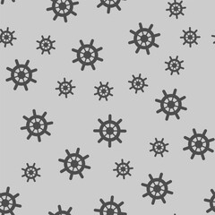 Marine steering wheel solid seamless pattern, marine navigation theme. Vector graphics. Ship, vessel rudder sign background, filled with glyphs icon.