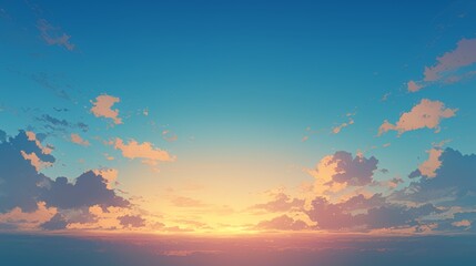 Naklejka premium fantasy sky with sunset and cloud illustration digital art painting artwork background wallpaper 