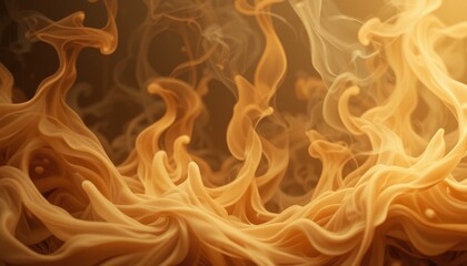 Elegant Amber and Cream Flame Effect Abstract Smoke and Fire Art