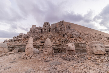 Ancient statues at the peak of Mount Nemrut, Turkey